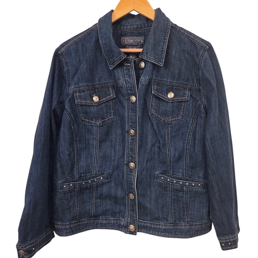 Baccini Jean Jacket Star Studded Trucker Chore Elevated Festival Western 1X
